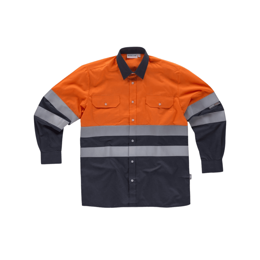 C3813 CAMISA REFLECTIVA MARINO NARANJA